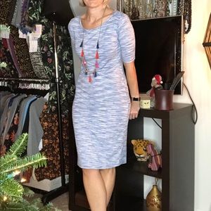 LuLaRoe Blue Ombré Strip Julia Pencil Dress NWT S